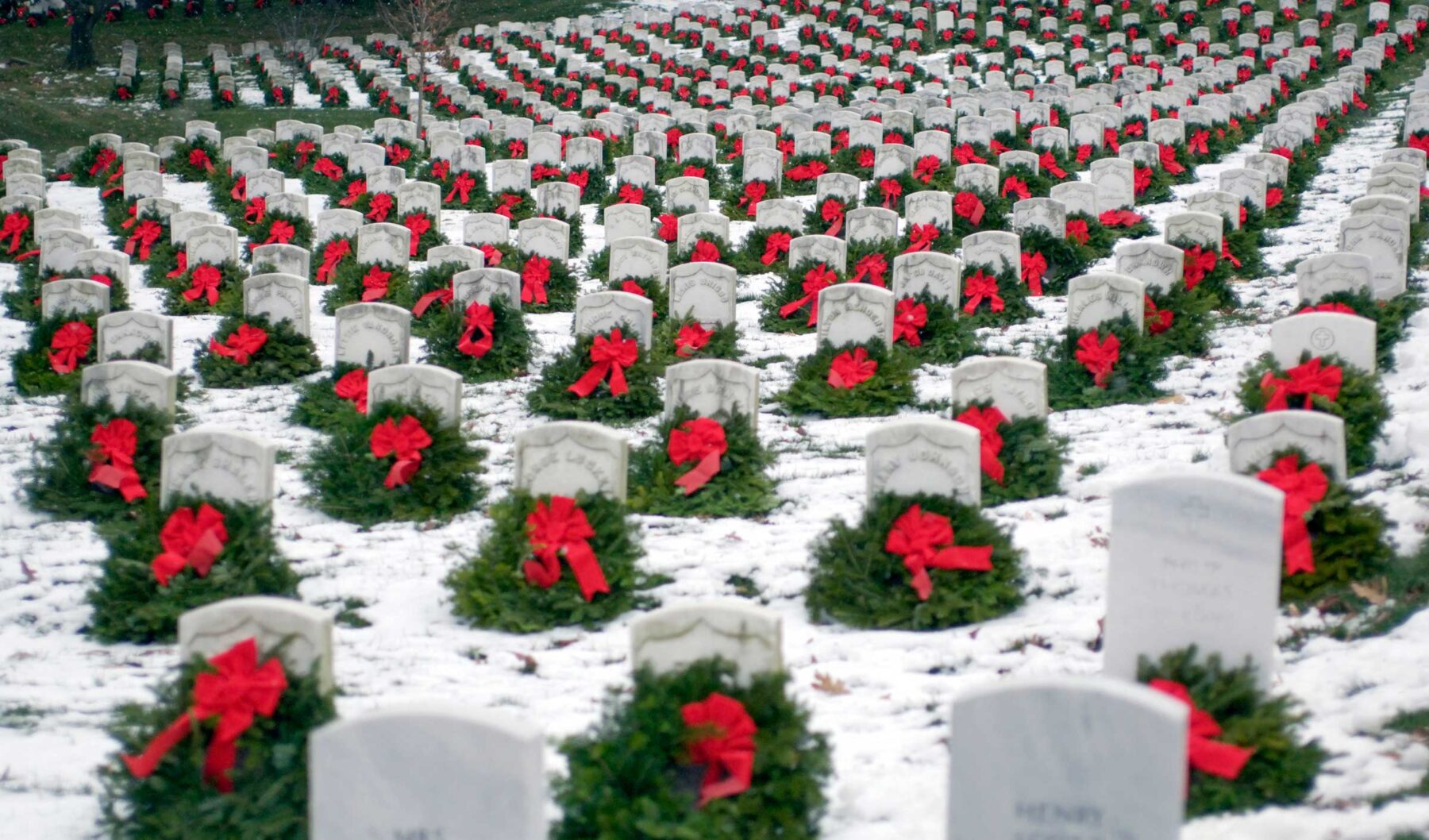 Wreaths at Arlington National Cemetery - Photo from Wreaths Across America
