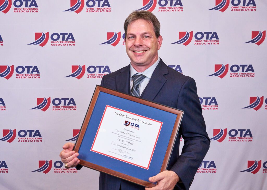 Wolford pictured with his award from the Ohio Trucking Association