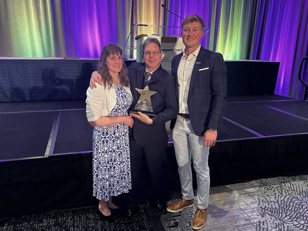 Dave pictured with his wife, Colleen, and CE Vice President Bradley Gottemoeller at the Safety, Security, and Human Resources Conference & Exhibition awards ceremony.